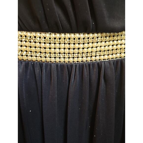 Crystal Dolls Navy Blue Maxi Dress Size 5 — Strapless/Sleeveless Long Tiered Hem - Picture 3 of 6